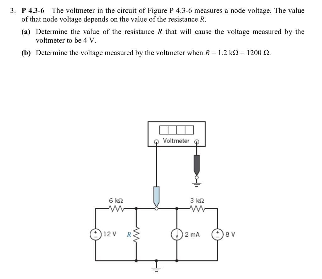 Solved 3. P 4.3-6 The voltmeter in the circuit of Figure P | Chegg.com