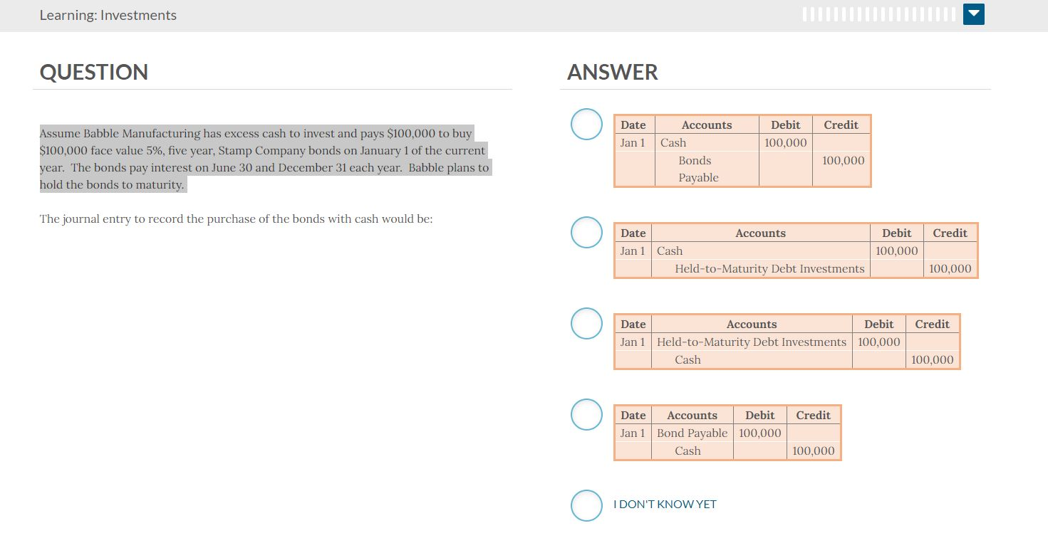 Solved Learning: Investments QUESTION ANSWER Date Credit | Chegg.com