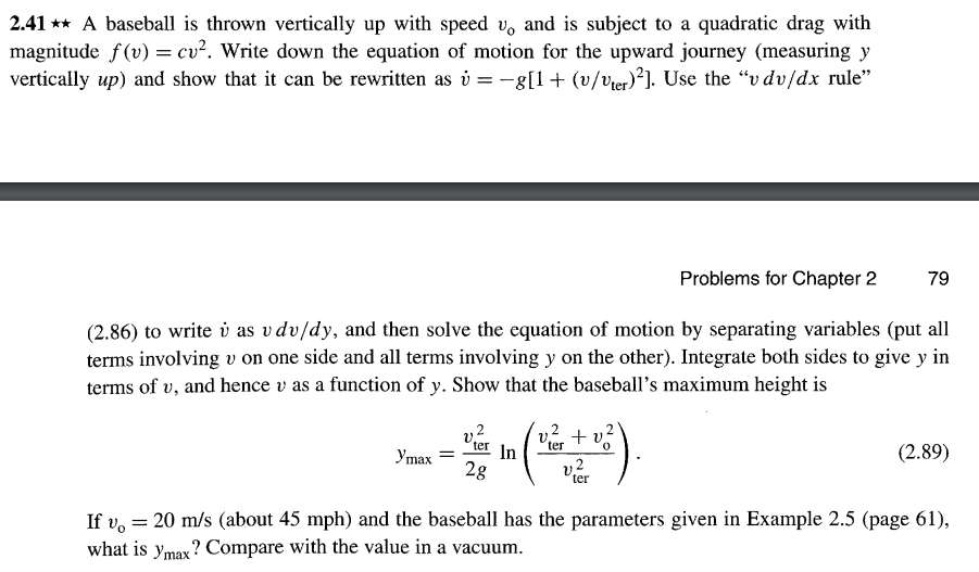 Solved 2.42⋆⋆ Consider again the baseball of Problem 2.41 | Chegg.com