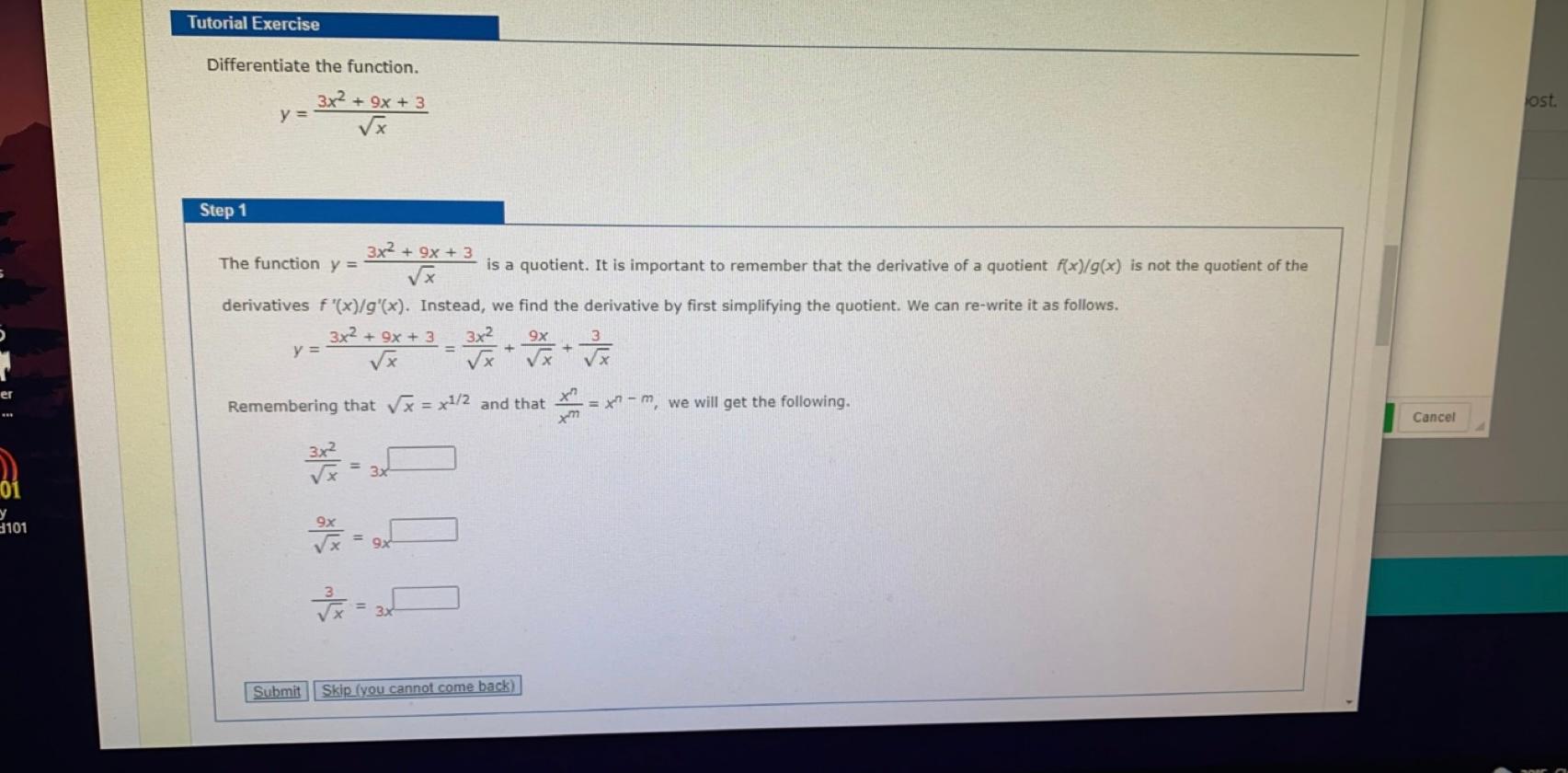 solved-the-function-y-3x-2-9x-3-is-a-quotient-it-is-chegg