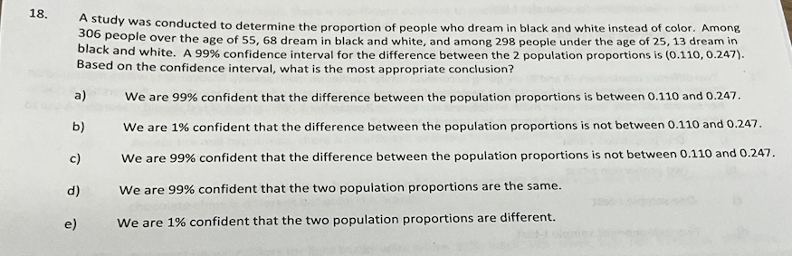 Solved 8. A study was conducted to determine the proportion | Chegg.com