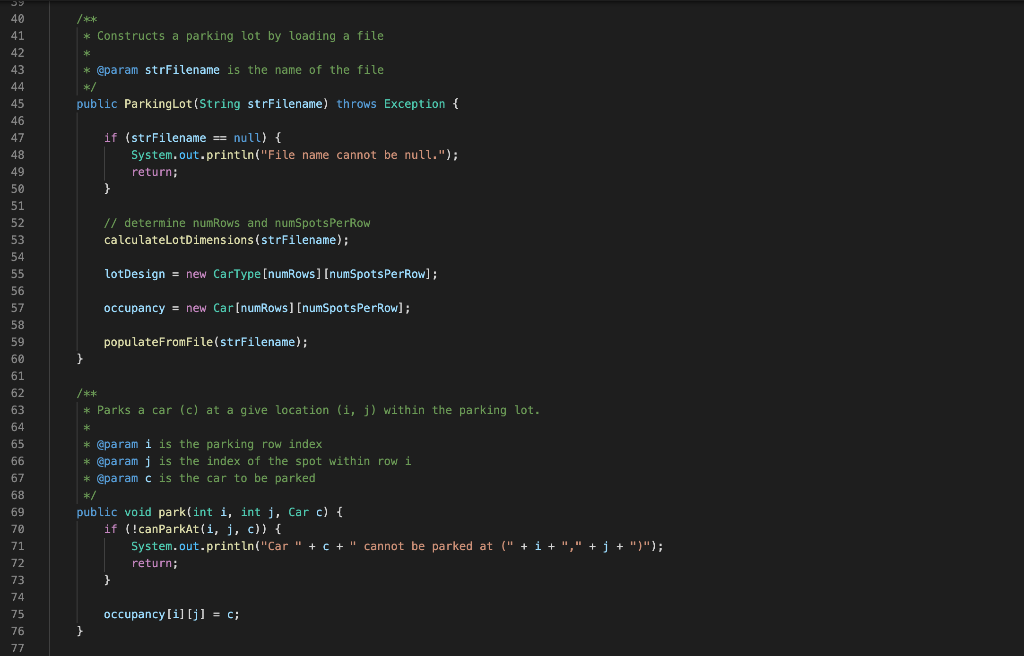 Solved Task 3. Complete / revise the ParkingLot class. For | Chegg.com