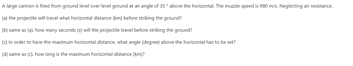 Solved A large cannon is fired from ground level over level | Chegg.com