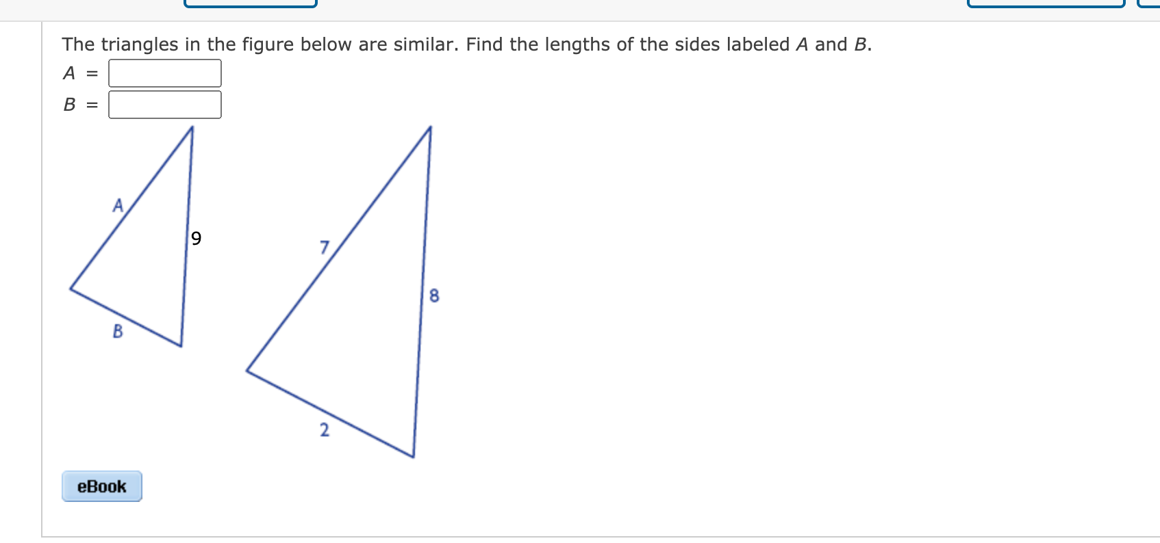 Solved The Triangles In The Figure Below Are Similar. Find | Chegg.com