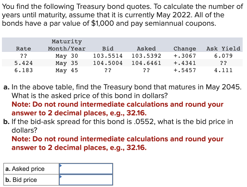 Solved You Find The Following Treasury Bond Quotes. To | Chegg.com