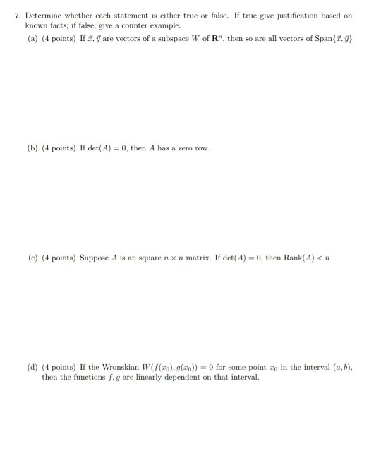 Solved 7. Determine whether each statement is either true or | Chegg.com
