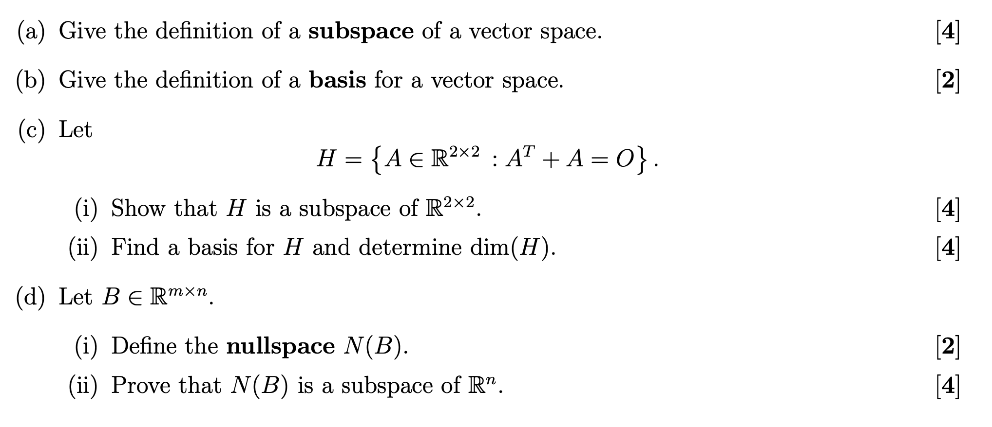 vector subspace definition