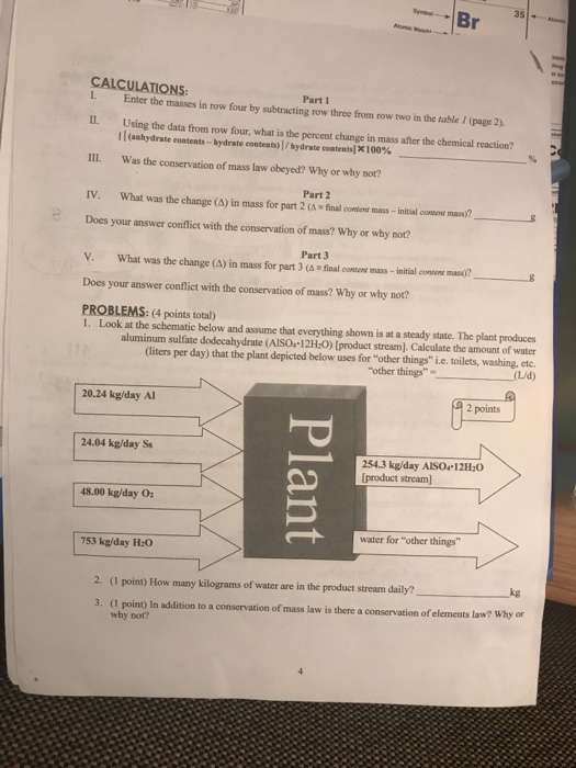 35 CALCULATIONS Part 1 I Enter The II Using The Data Chegg