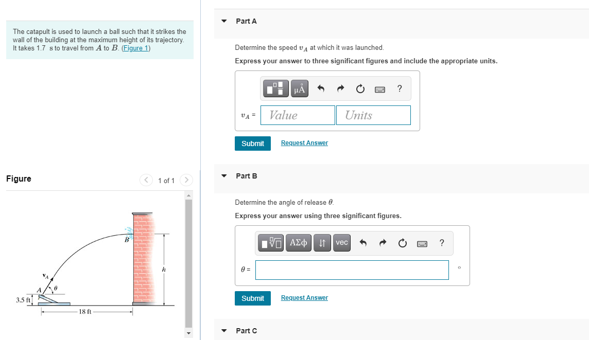 Solved Part A The catapult is used to launch a ball such | Chegg.com