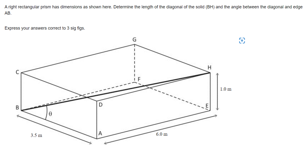 Solved A right rectangular prism has dimensions as shown | Chegg.com