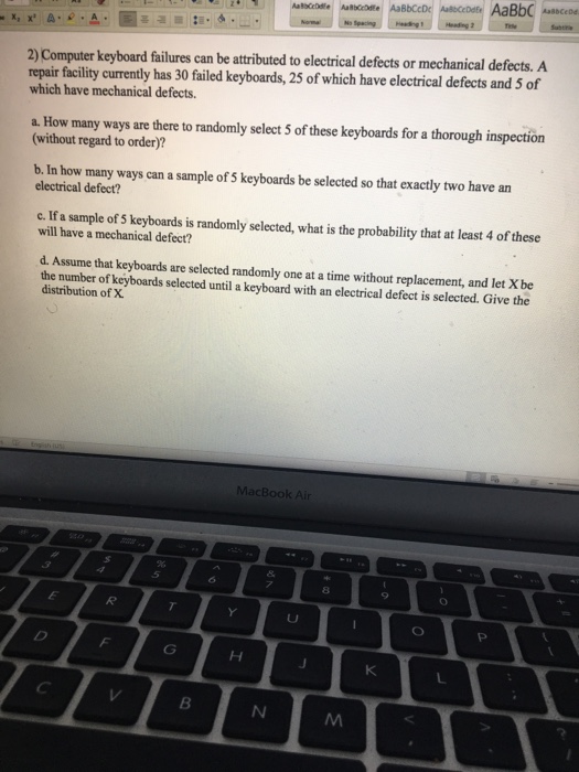 Solved BbC Asse 2) Computer keyboard failures can be