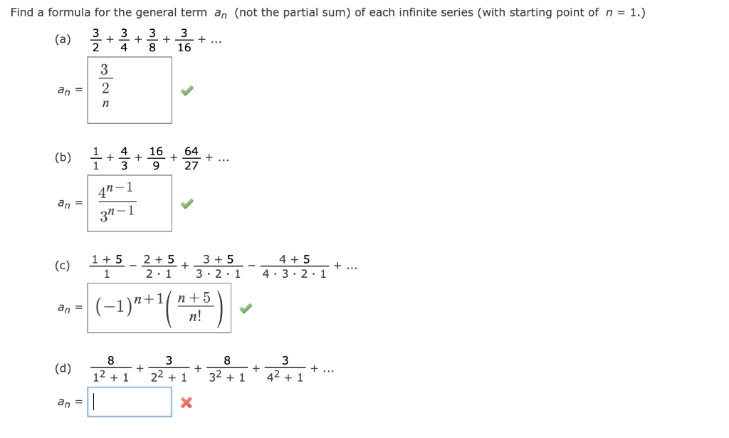 Solved Find A Formula For The General Term An Not The Chegg Com