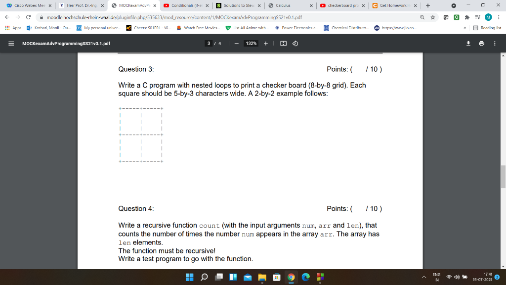 Solved Write a C program with nested loops to print a | Chegg.com
