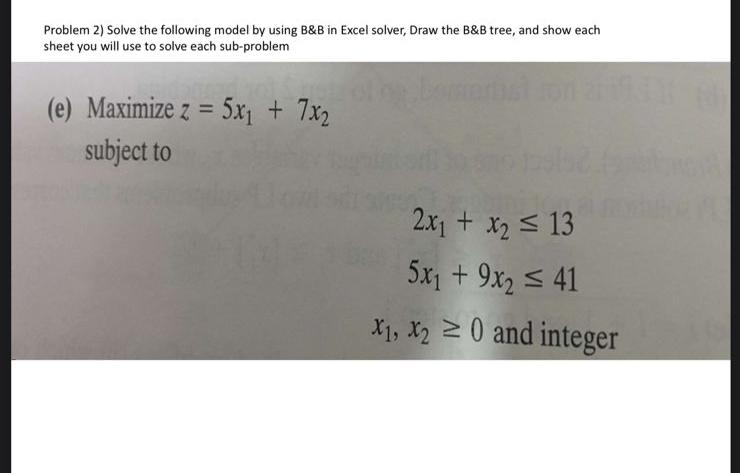 Solved Problem 2) Solve the following model by using B&B in | Chegg.com