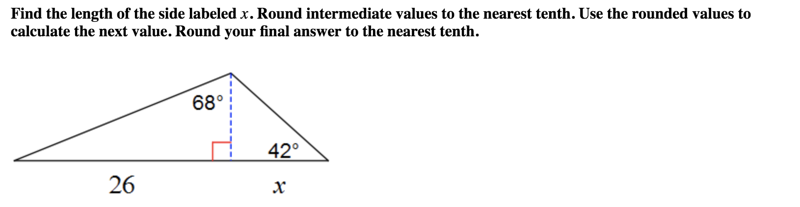 Solved Find the length of the side labeled x. Round | Chegg.com