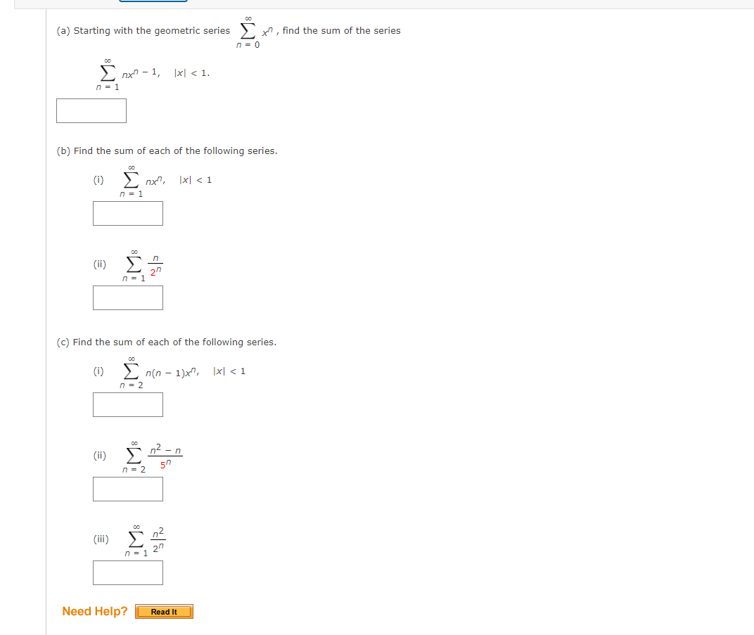 Solved (a) Starting With The Geometric Series Xn, Find The | Chegg.com