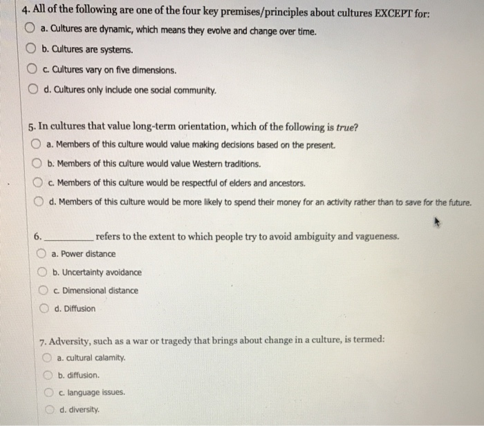 Which Of The Following Is True Of Culture? 1. Which Of The Following Is True Of Culture? O A.... | Chegg.com