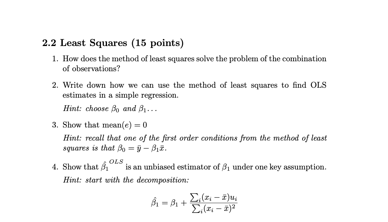 Solved 2.2 Least Squares (15 Points) 1. How Does The Method | Chegg.com