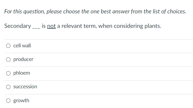 Solved For this question, please choose the one best answer | Chegg.com