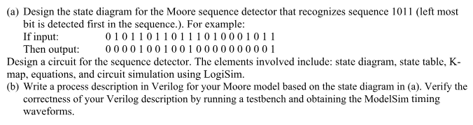 Solved (a) Design the state diagram for the Moore sequence | Chegg.com