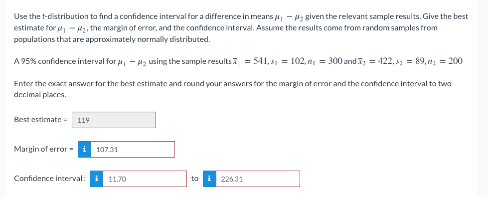 Solved Use the t-distribution to find a confidence interval | Chegg.com