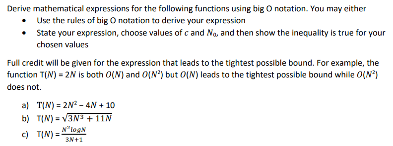 Solved Derive Mathematical Expressions For The Following | Chegg.com