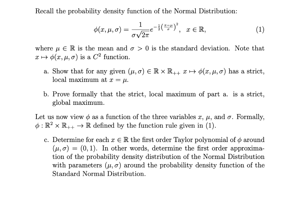 Solved Recall The Probability Density Function Of The Nor Chegg Com