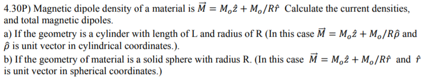 Solved 4 30p Magnetic Dipole Density Of A Material Is N Chegg Com