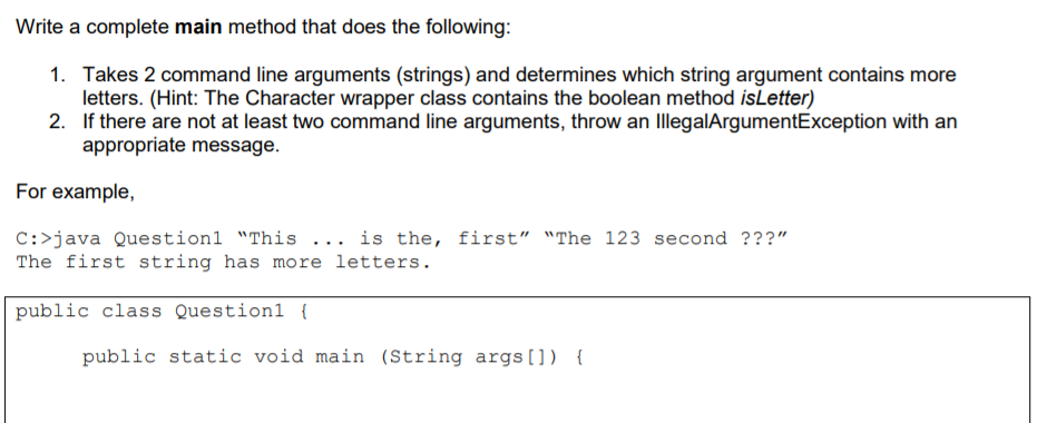 Solved Write a complete main method that does the following: | Chegg.com