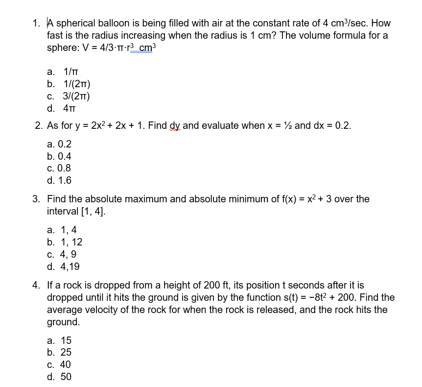 Solved 1. A Spherical Balloon Is Being Filled With Air At | Chegg.com