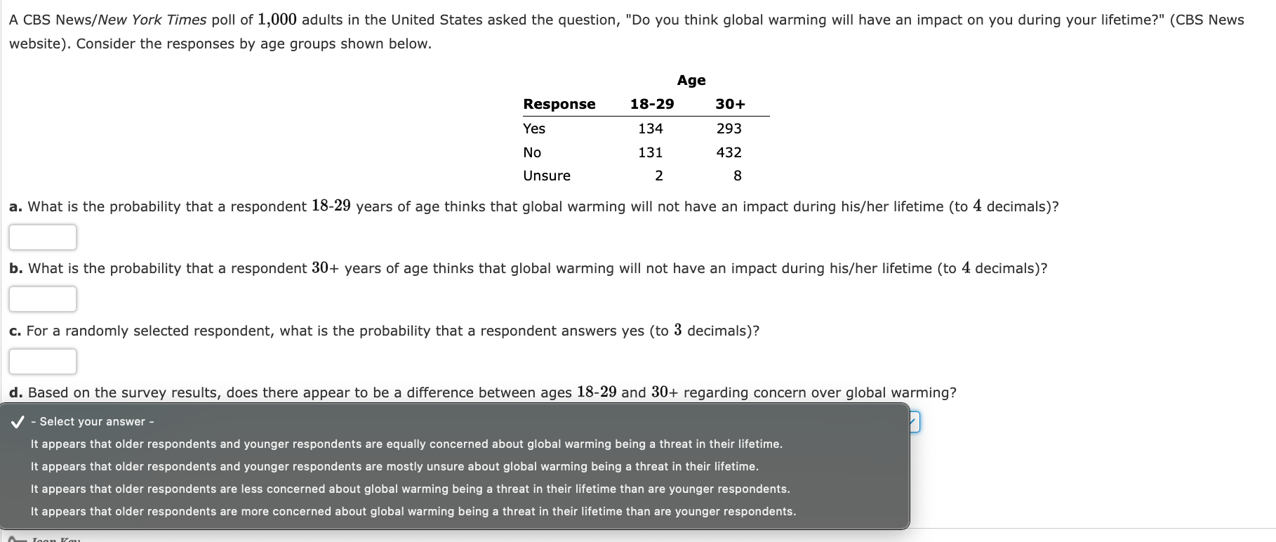 Solved A CBS News/New York Times poll of 1,000 adults in the