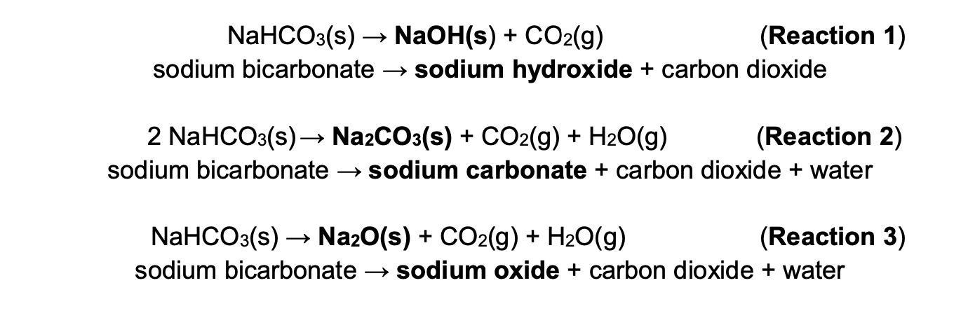 Solved NaHCO3(s) NaOH(s) + CO2(g) (Reaction 1) sodium