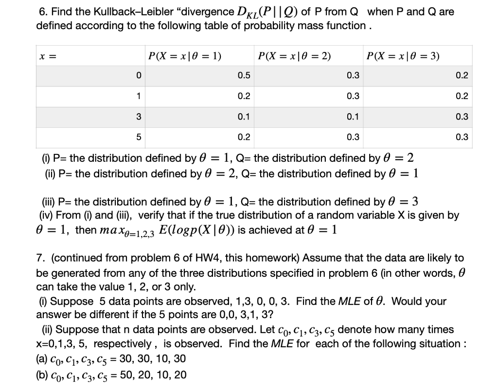 Solved 6 Find The Kullback Leibler Divergence Dkl P Q Chegg Com