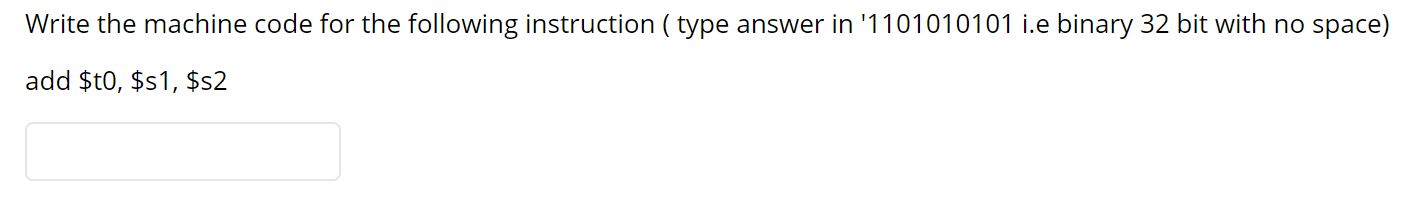 Solved Write the machine code for the following instruction | Chegg.com