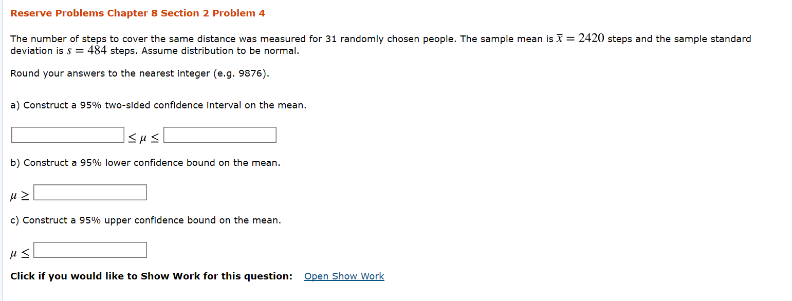 Solved Reserve Problems Chapter 8 Section 2 Problem 4 = 2420 | Chegg.com