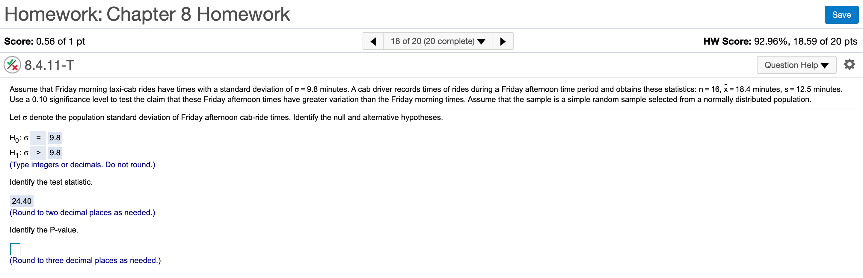 Solved Homework: Chapter 8 Homework Save Score: 0.4 of 1 pt | Chegg.com