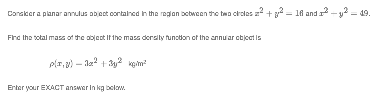 Solved Consider a planar annulus object contained in the | Chegg.com