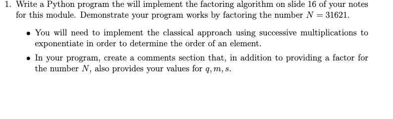 Solved Write a Python program the will implement the | Chegg.com