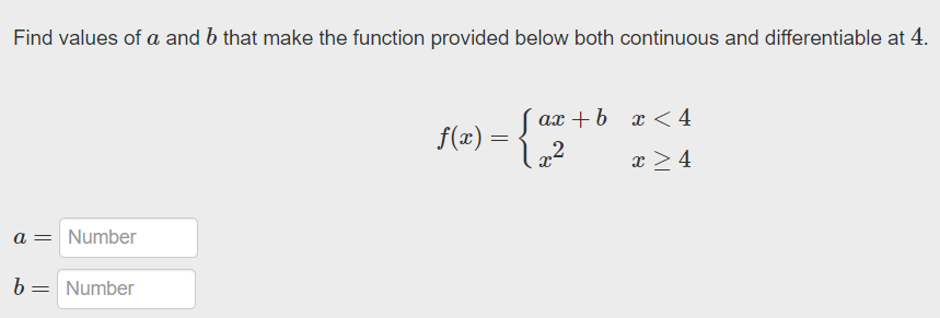 Solved 1.7)Find Values Of A And B ﻿that Make The Function | Chegg.com