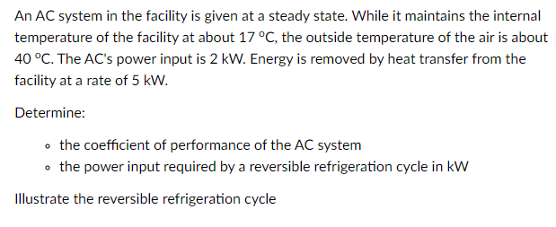 Solved An AC system in the facility is given at a steady | Chegg.com