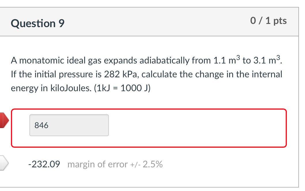 Solved Question 9 0 / 1 Pts A Monatomic Ideal Gas Expands | Chegg.com