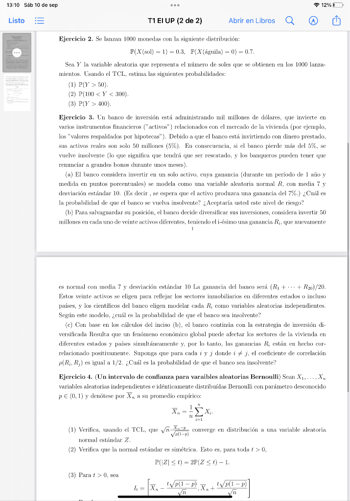 Ejercicio 2. Se lanzan 1000 monedas con la siguiente distribución: \[ \mathbb{P}(X(\text { sol })=1)=0.3, \quad \mathbb{P}(X