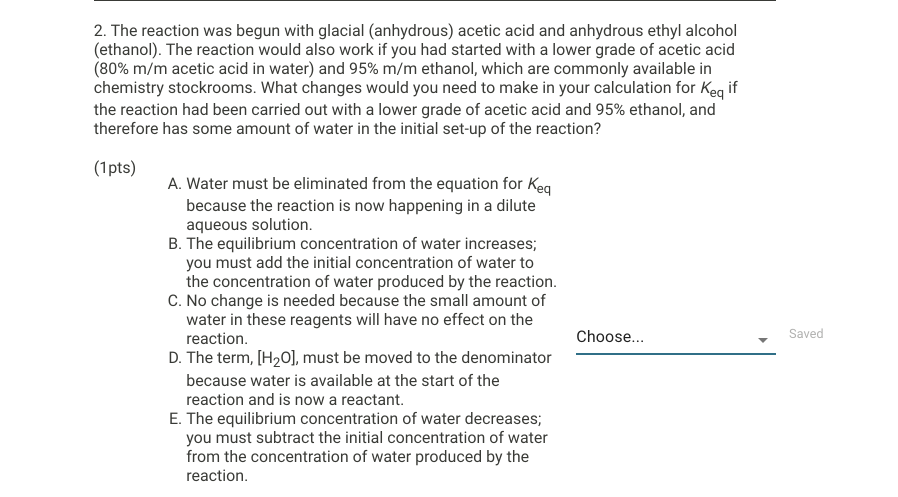 Solved 2. The reaction was begun with glacial (anhydrous)