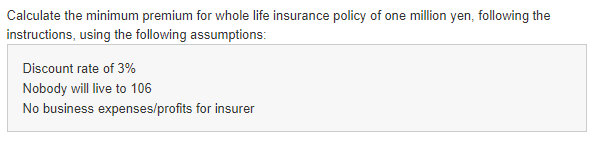 Calculate the minimum premium for whole life | Chegg.com