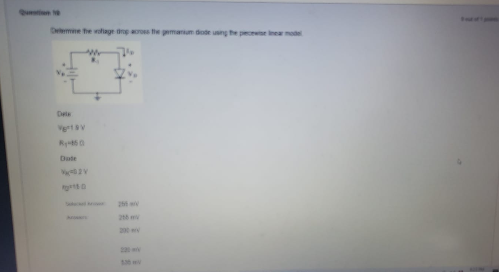 Solved Determine the voltage drop across the germanium diode