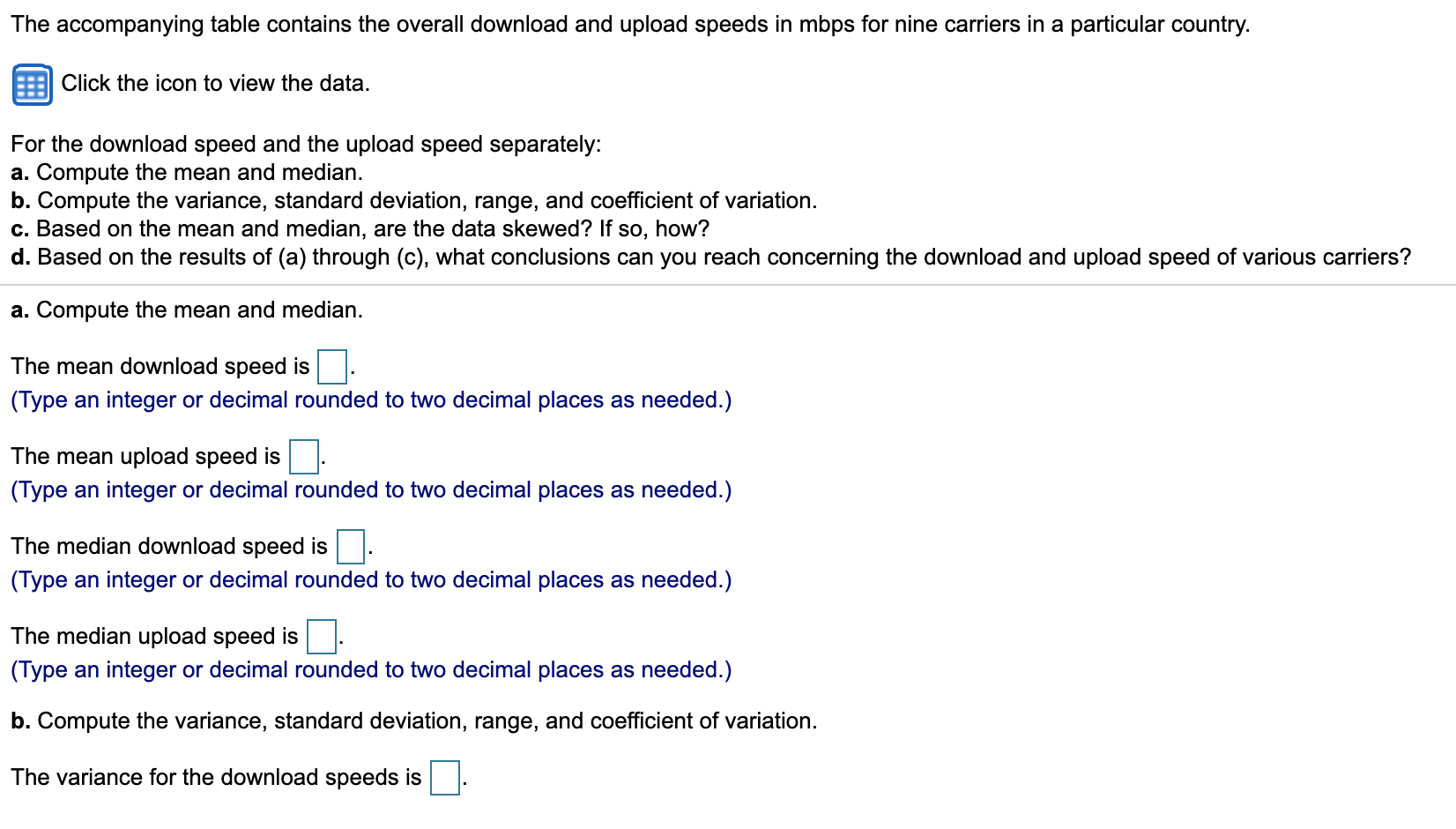 Solved The accompanying table contains the overall download