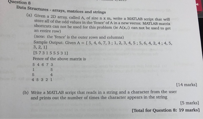 Solved Question 8 Data Structures arrays matrices and Chegg