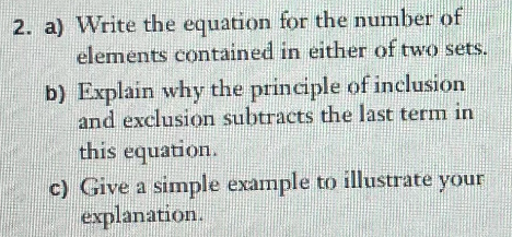 Solved 2. a) Write the equation for the number of elements | Chegg.com