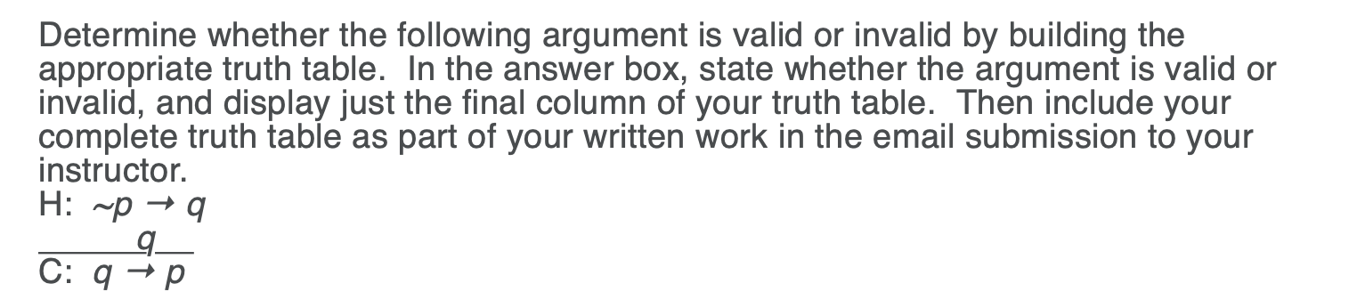 Solved Determine whether the following argument is valid or | Chegg.com