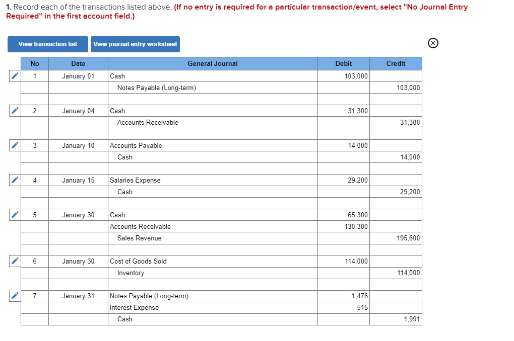 Solved 1. Record Each Of The Transactions Listed Above. (If | Chegg.com
